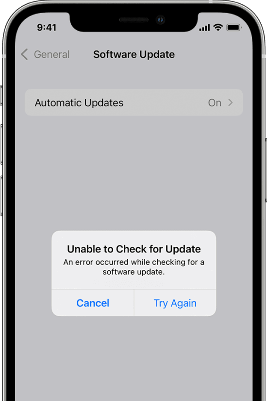 Unable to check updates